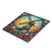 cyte faux gebrandschilderd glas windmolen tegeltje (Zijkant)