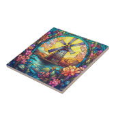 cyte faux gebrandschilderd glas windmolen tegeltje (Zijkant)