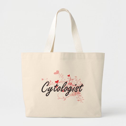 Cytoloog artistiek baanontwerp met hart grote tote bag (Voorkant)