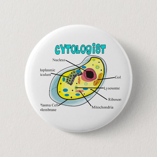 Cytoloog Human Cell Drawing Gifts Ronde Button 5,7 Cm (Voorkant)