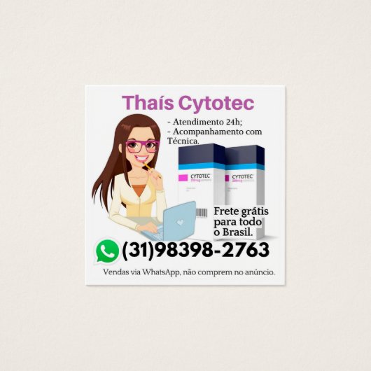 Cytotec Misoprostol compra segura Vierkante Visitekaartjes (Voorkant)