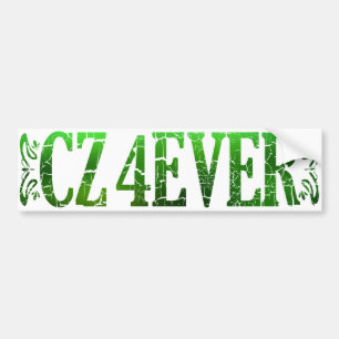 CZ 4 EVER in getextureerd groen Bumpersticker