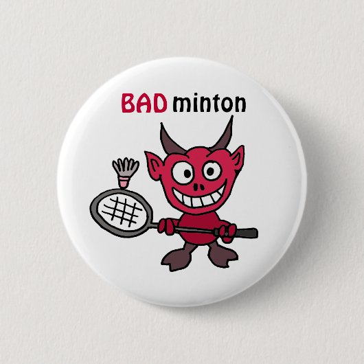 CZ - Devil aan het spelen van BADminton Cartoon Ronde Button 5,7 Cm (Voorkant)