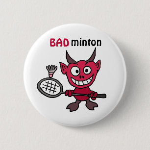 CZ - Devil aan het spelen van BADminton Cartoon Ronde Button 5,7 Cm