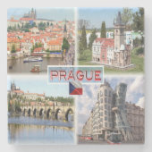 CZ Prague - Castle Old Town Hall - Charles Bridge Stenen Onderzetter (Voorkant)