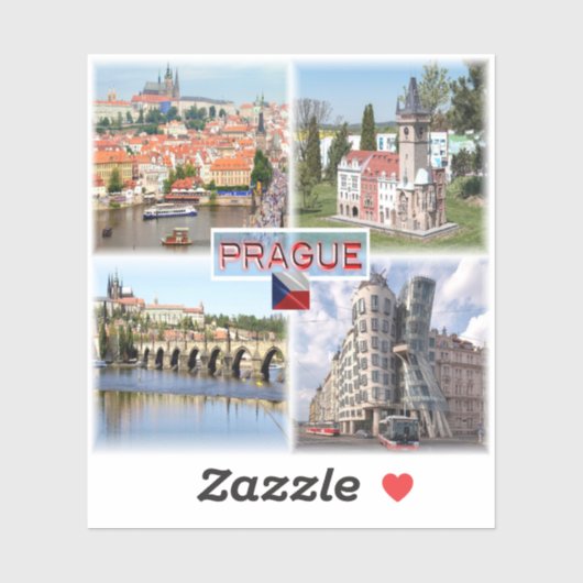 CZ Prague - Castle Old Town Hall - Charles Bridge Sticker (Vel)