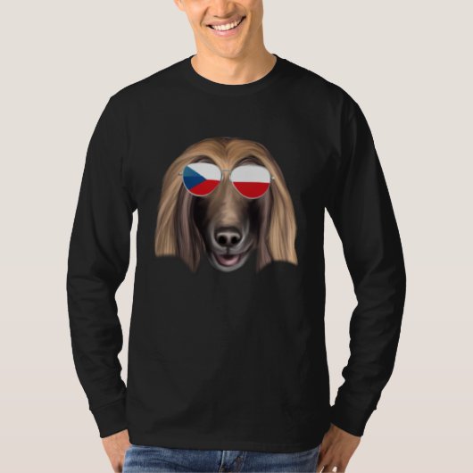 Czech Flag Afghan Hound Dog Czech Republic Pocket T-shirt (Voorkant)