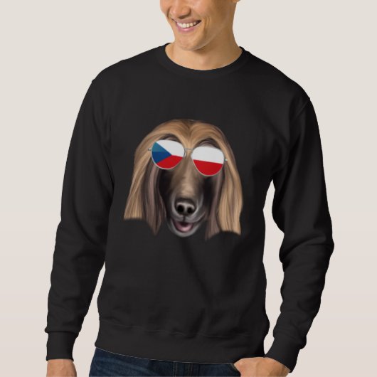 Czech Flag Afghan Hound Dog Czech Republic Pocket Trui (Voorkant)