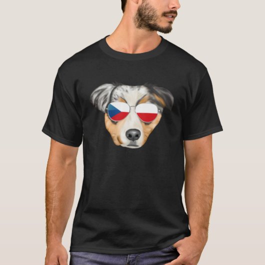Czech Flag Australian Shepherd Dog Czech Republic T-shirt (Voorkant)