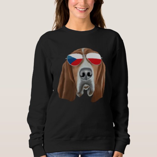 Czech Flag Basset Hound Dog Czech Republic Pocket Trui (Voorkant)