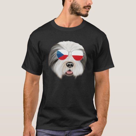 Czech Flag Bearded Collie Dog Czech Republic Pocke T-shirt (Voorkant)