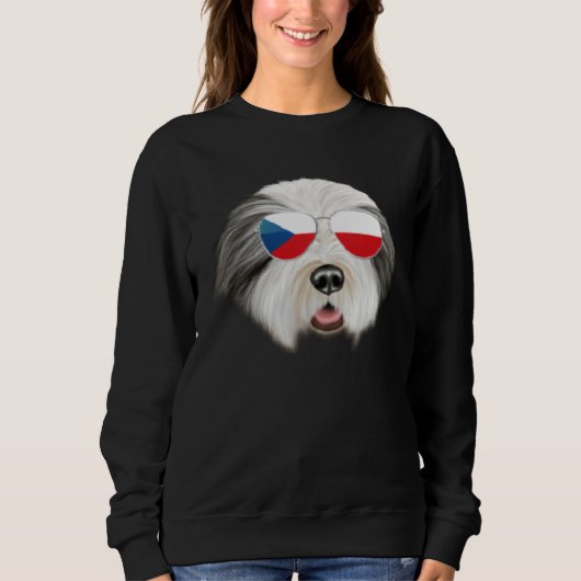 Czech Flag Bearded Collie Dog Czech Republic Pocke Trui (Voorkant)