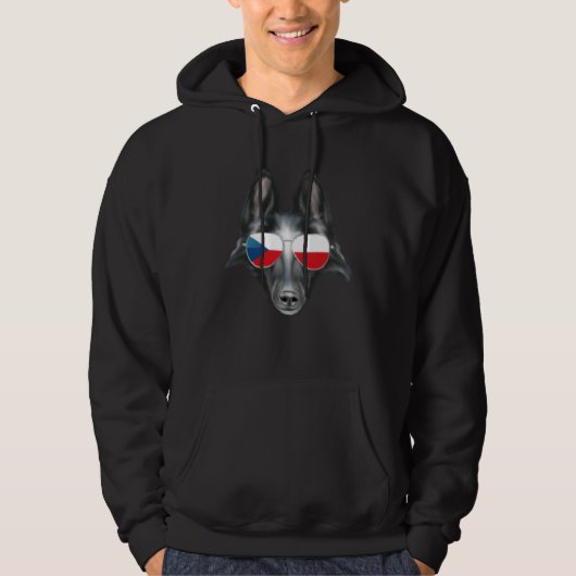 Czech Flag Belgian Sheepdog Dog Czech Republic Poc Hoodie (Voorkant)
