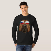 Czech Flag Bloodhound Dog Czech Republic Pocket T-shirt (Voorkant volledig)