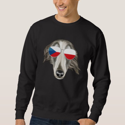 Czech Flag Borzoi Dog Czech Republic Pocket Trui (Voorkant)