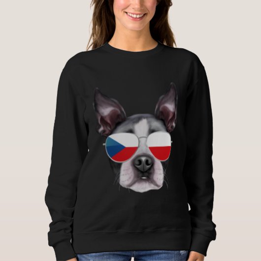 Czech Flag Boston Terrier Dog Czech Republic Pocke Trui (Voorkant)