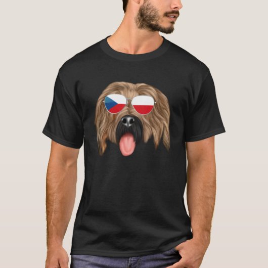 Czech Flag Briard Dog Czech Republic Pocket T-shirt (Voorkant)