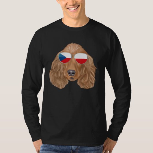 Czech Flag Cocker Spaniel Dog Czech Republic Pocke T-shirt (Voorkant)