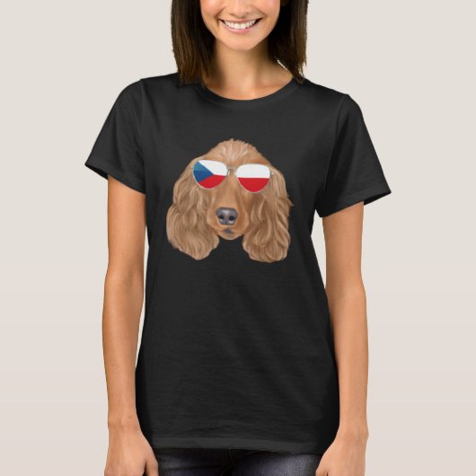 Czech Flag Cocker Spaniel Dog Czech Republic Pocke T-shirt (Voorkant)
