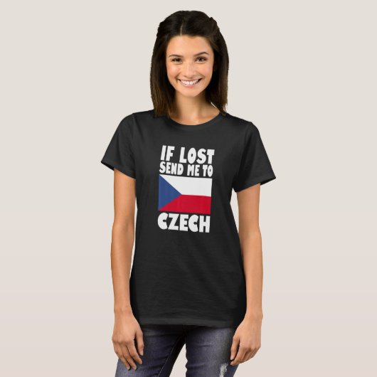 Czech Flag Design  If lost send me to Czech Premiu T-shirt (Voorkant volledig)