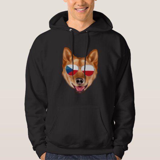 Czech Flag Finnish Spitz Dog Czech Republic Pocket Hoodie (Voorkant)
