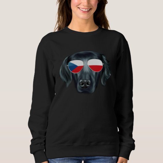 Czech Flag Flat Coated Retriever Dog Czech Republi Trui (Voorkant)