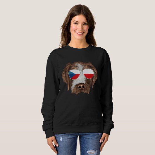 Czech Flag German Wirehaired Pointer Czech Republi Trui (Voorkant volledig)