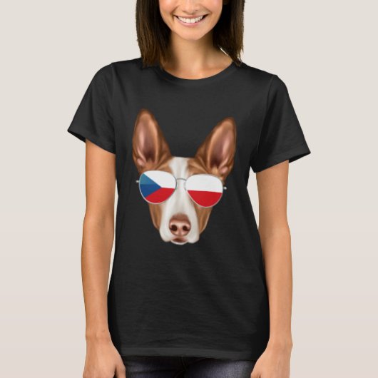 Czech Flag Ibizan Hound Dog Czech Republic Pocket T-shirt (Voorkant)