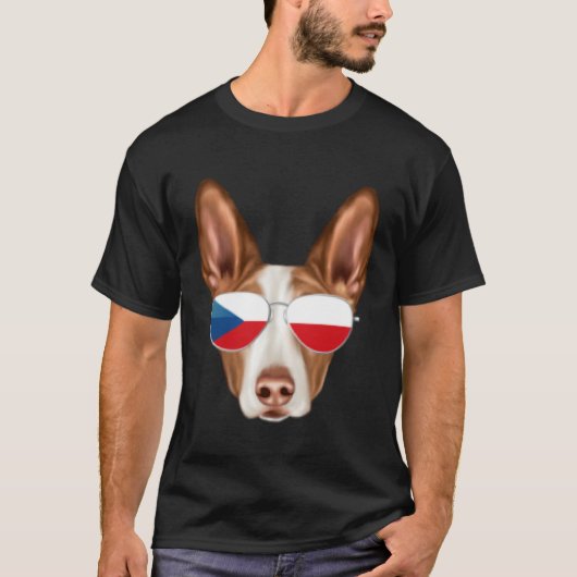 Czech Flag Ibizan Hound Dog Czech Republic Pocket T-shirt (Voorkant)