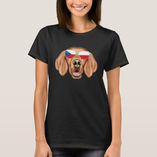 Czech Flag Irish Setter Dog Czech Republic Pocket T-shirt (Voorkant)