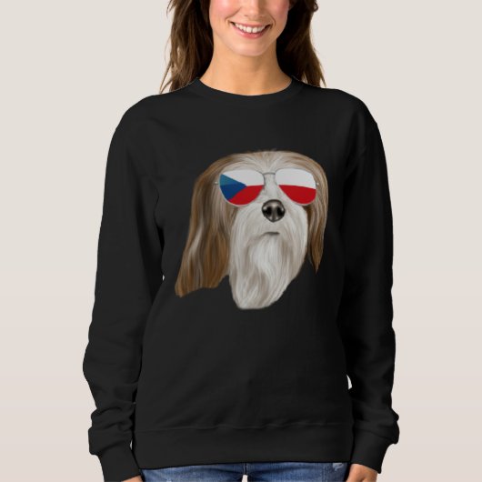Czech Flag Lhasa Apsos Dog Czech Republic Pocket Trui (Voorkant)