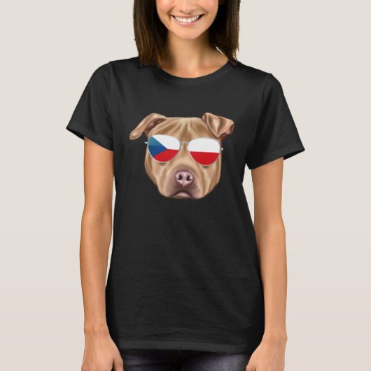 Czech Flag Usa Staffordshire Terrier Czech Republi T-shirt (Voorkant)