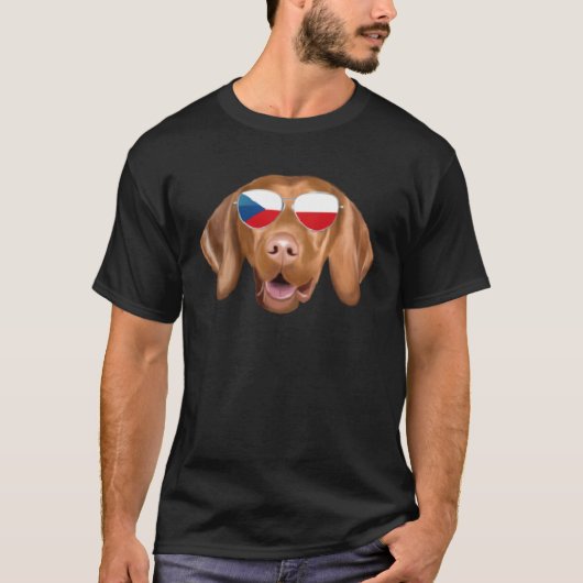 Czech Flag Vizsla Dog Czech Republic Pocket T-shirt (Voorkant)