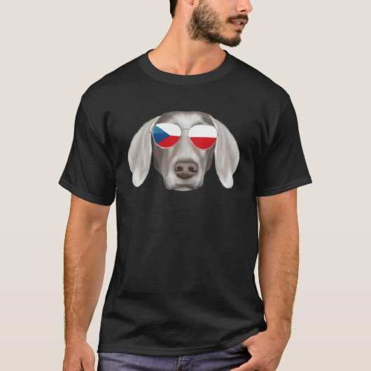 Czech Flag Weimaraner Dog Czech Republic Pocket T-shirt (Voorkant)