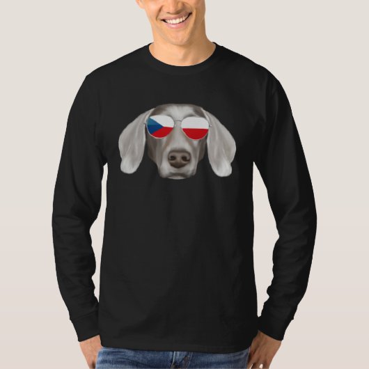Czech Flag Weimaraner Dog Czech Republic Pocket T-shirt (Voorkant)