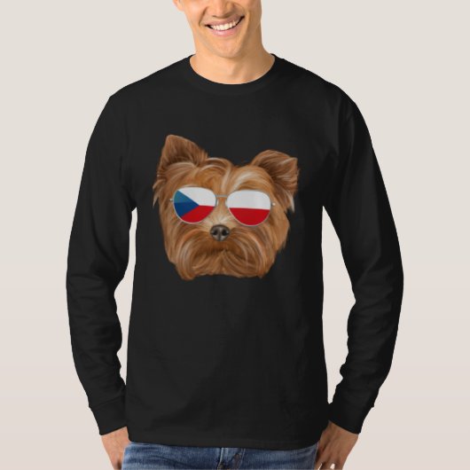 Czech Flag Yorkshire Terrier Dog Czech Republic Po T-shirt (Voorkant)