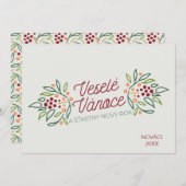 Czech Language Merry Christmas & New Year  Feestdagenkaart (Voorkant / Achterkant)