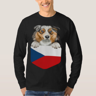 Czech Republic Flag Australian Shepherd Dog In Poc T-shirt