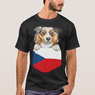 Czech Republic Flag Australian Shepherd Dog In Poc T-shirt