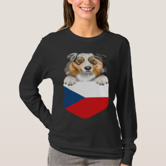 Czech Republic Flag Australian Shepherd Dog In Poc T-shirt
