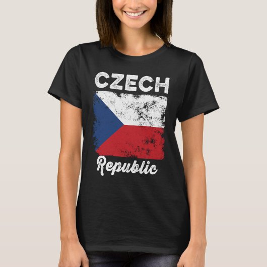 Czech Republic Flag Distressed  Men Women Kids  Cz T-shirt (Voorkant)