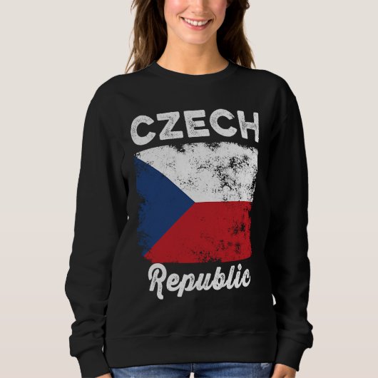 Czech Republic Flag Distressed  Men Women Kids  Cz Trui (Voorkant)