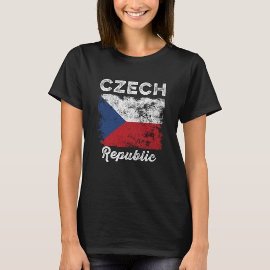 Czech Republic Flag Distressed Men Women Kids Czec T-shirt (Voorkant)
