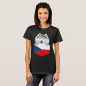 Czech Republic Flag Siberian Husky Dog In Pocket T-shirt (Voorkant volledig)