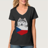 Czech Republic Flag Siberian Husky Dog In Pocket T-shirt (Voorkant)