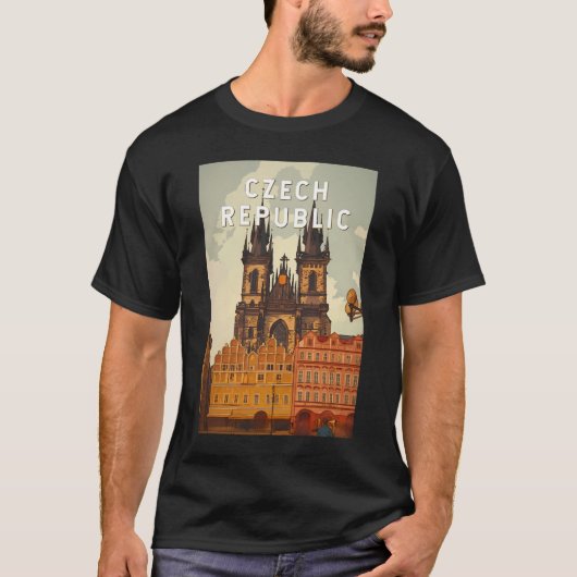 Czech Republic Illustration Travel Art Vintage T-shirt (Voorkant)