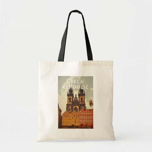 Czech Republic Illustration Travel Art Vintage Tote Bag (Voorkant)