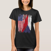 CZECH REPUBLIC ROOTS Half American Flag CZECH T-shirt (Voorkant)