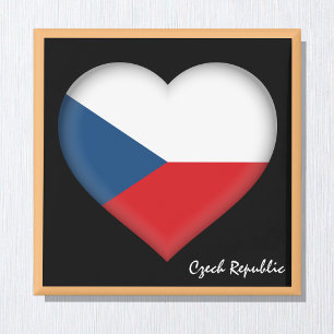 Czechia flag & Czech Heart, Tsjechië/sport Magneet