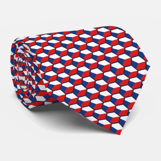 Czechia Flag Honeycomb Stropdas (Opgerold)
